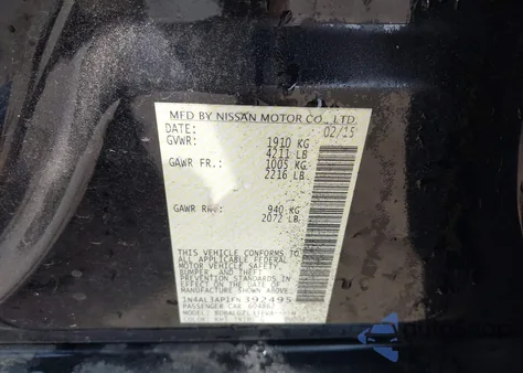 2015 Nissan Altima 2.5 S from USA, damaged, VIN 1N4AL3AP1FN392495